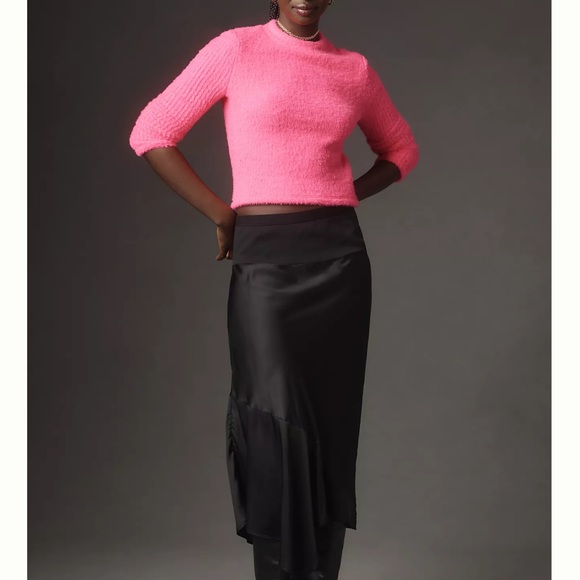 Anthropologie neon pink fuzzy sweater - Picture 2 of 6